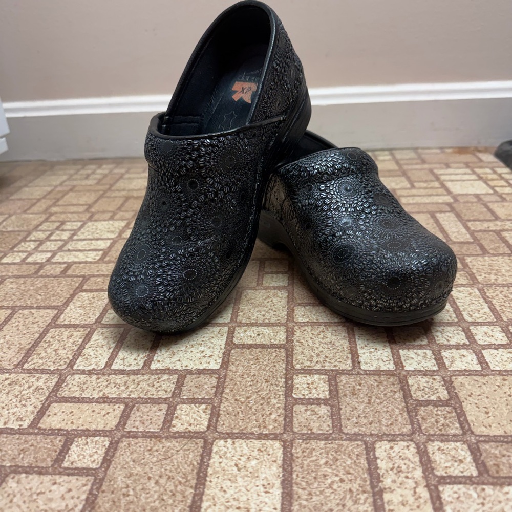 Dansko Black Patterned Clogs